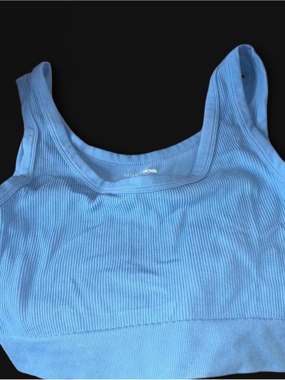 Fashion Nova Light Blue Ribbed Tank Bralette
